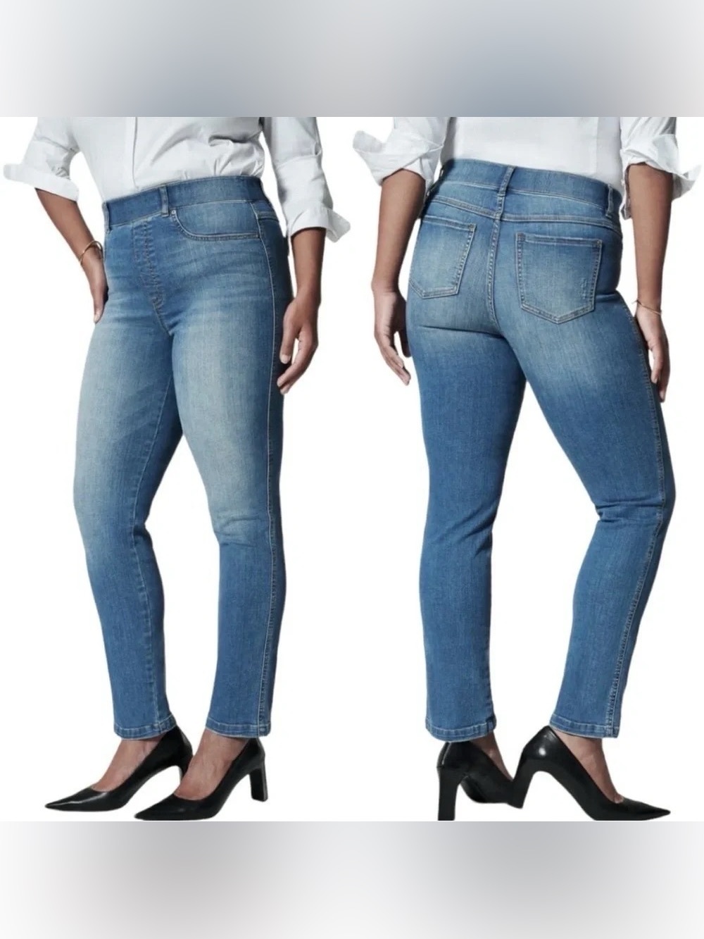 SPANX Ankle Straight Leg Jeans in Vintage Indigo Medium Wash